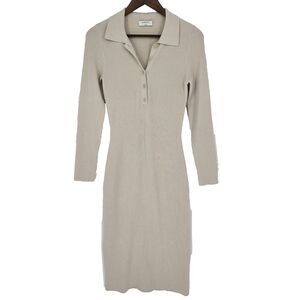 Babaton Ribbed Bodycon Midi Dress Medium Minimalist Preppy Classic